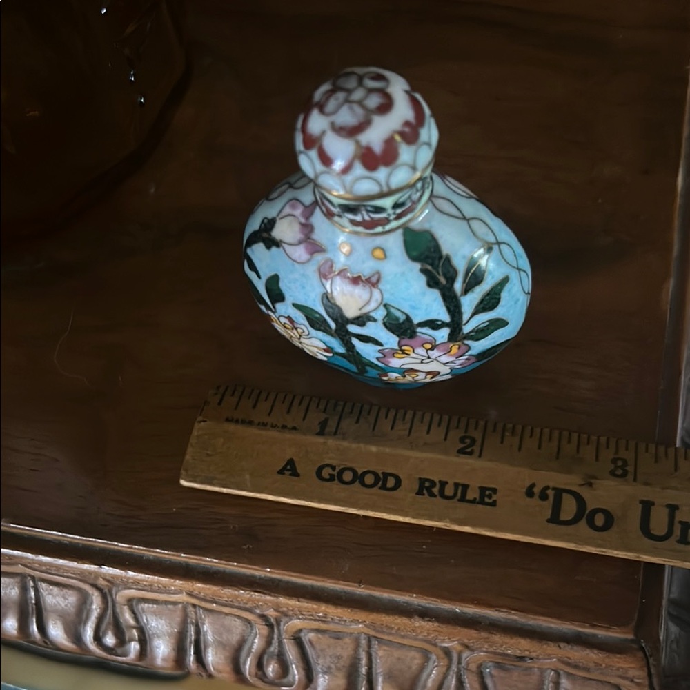 Vintage Cloisonné Floral Snuff Bottle - Picture 4 of 5